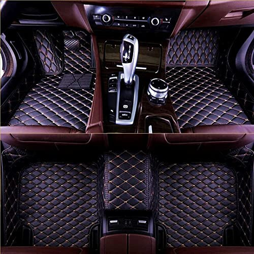 NYCFMMY Custom Car Floor Mat for Land Rover Defender,Discovery,Discovery Sport,LR2,LR3,LR4,Range Rover,Range Rover Evoque,Range Rover Sport,Range Rover Velar Non-Slip (Black Golden) - 1