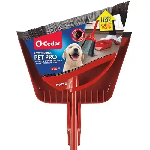 O-Cedar Pet Pro Broom with Step-On Dustpan | Remove 99% with One Sweep | DustPan Removes 3 Times More Pet Hair | Quiet Cleaning Tool for Cat and Dog Owners - 1