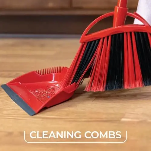 O-Cedar One Sweep Broom with Step-On Dustpan | Bir qadamda 99% tozalang | Yengil vaznli sokin tozalash vositasi | Uy hayvonlari egalari uchun ideal - 5