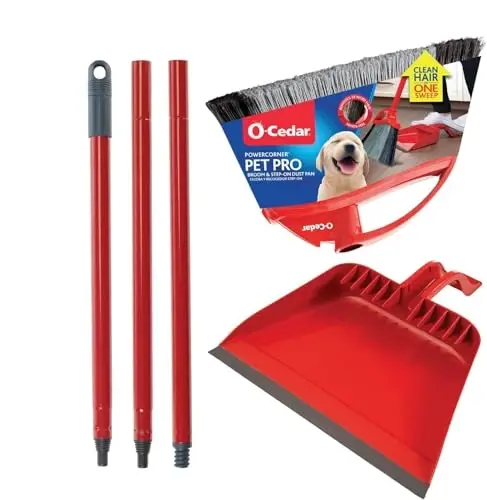 O-Cedar Pet Pro supurgi, qadam bosiladigan chang yig'ich bilan | Bir marta supurish bilan 99% ni olib tashlang | Chang yig'ich uy hayvonlari junini 3 barobar ko'proq olib tashlaydi | Mushuk va it egalari uchun sokin tozalash vositasi - 6