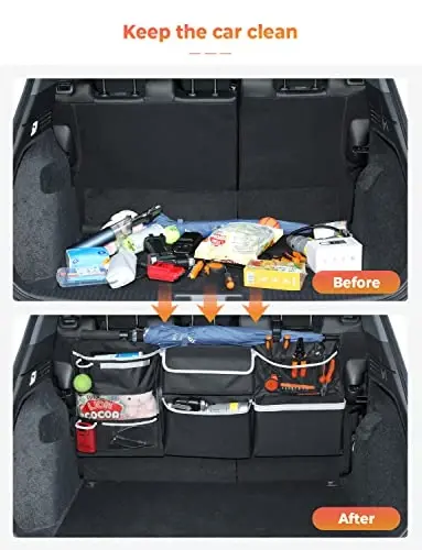 Oasser Car Storage Organizer New Version, Hanging Trunk Organizer with 10 Different Functional Storage Bags for SUV Truck MPV VAN - 2