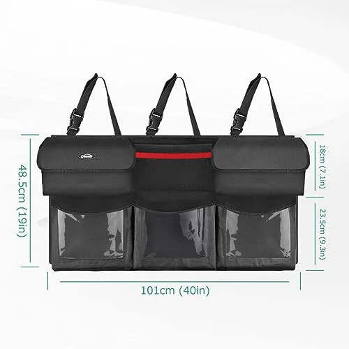 Oasser Back Seat Trunk Organizer Hanging Car Organizer Trunk Foldable Cargo Storage with 6 Large Pockets 3 Adjustable Straps 40x19inch - 6