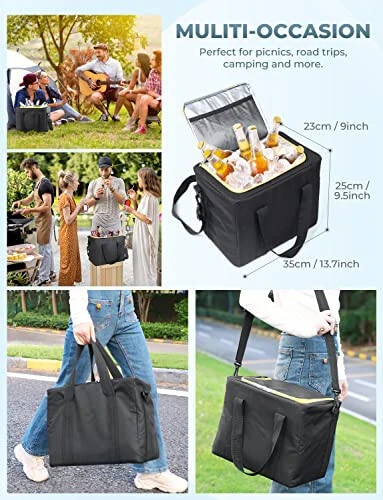 Oasser Bagaj Tashkilotchisi Sovutgich Xalta bilan, SUV uchun Katta Yig'iladigan Avtomobil Bagaj Tashkilotchisi Ko'p Xonalar bilan, Sedan uchun Qopqoqli Avtomobil Saqlash Tashkilotchisi Oziq-ovqat (Ekstra Katta, Qora&Sariq) - 5