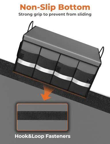 Oasser Car Trunk Organizer Collapsible Multi Compartments SUV Trunk Organizer with Reflective Strip Foldable Cover (Standard, Grey) - 5