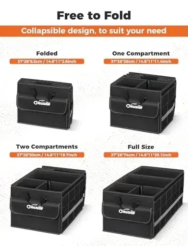 Oasser Car Trunk Organizer for SUV 75L Collapsible 4 Compartment Storage, Foldable Organizer Car Accessories for Women/Men - 4