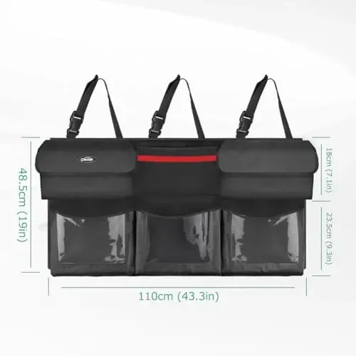 Oasser Trunk Organizer for Car, Hanging Car Organizer with 6 Large Pockets 3 Adjustable Straps 43.3x19inch - 2