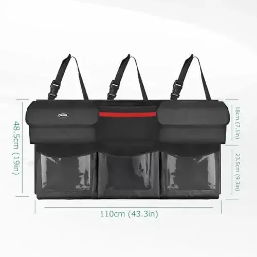 Oasser Trunk Organizer for Car, Hanging Car Organizer with 6 Large Pockets 3 Adjustable Straps 43.3x19inch - 2