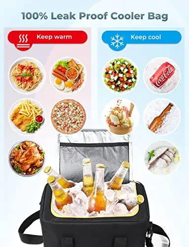 Oasser Trunk Organizer with Cooler Bag, Large Collapsible Car Trunk Organizer for SUV with Multi Compartments, Car Storage Organizer Grocery with Lid for Sedan (Extra Large, Black&Yellow) - 4