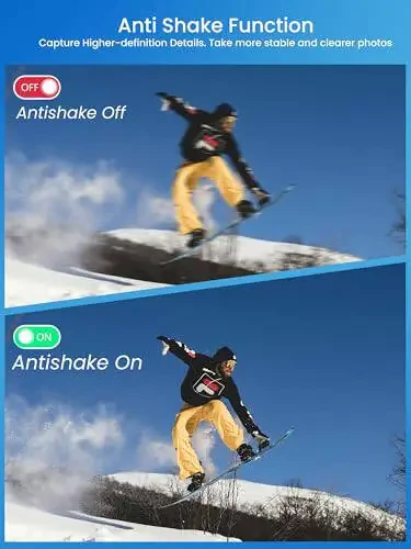 Обновленная цифровая камера для подростков, цифровая камера FHD 4K 68MP с автофокусировкой, 32 ГБ SD-картой 16-кратным зумом, камеры для фотографии, компактная камера для фотосъемки для подростков, мальчиков, девочек, детей, камера для начинающих - 4