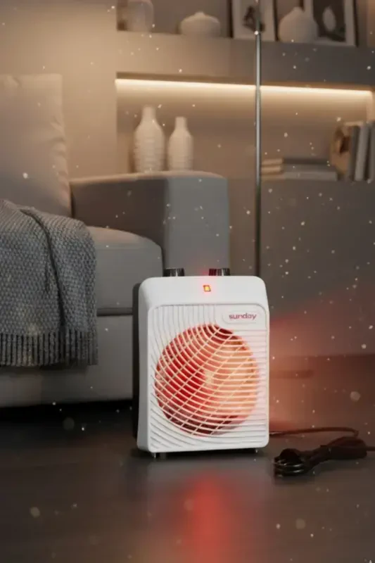 Обогреватель с вентилятором Квадратная коробка Вентилятор Вентиляторный обогреватель Горячий - Холодный 2000 Вт С термостатом - SUNDAY