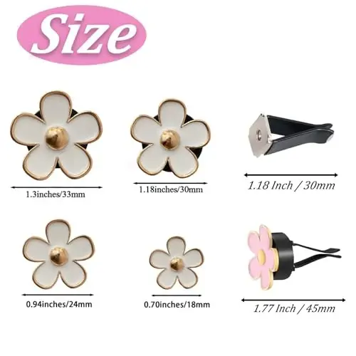 OBTANIM 4 PCS Car Air Vent Clips Pink Daisy Flower Car Air Freshener Clip Air Conditioning Outlet Clip for Car Interior Decoration Accessories (4 Size) - OBTANIM (1)