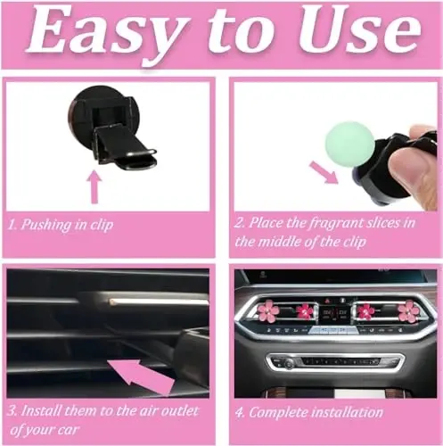 OBTANIM 6 PCS Car Air Vent Clips White Daisy Flower Car Air Freshener Clip Air Conditioning Outlet Clip for Car Interior Decoration Accessories (2 Size) - 2