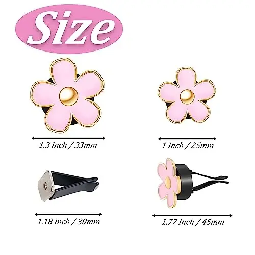 OBTANIM 6 PCS Car Air Vent Clips Colorful Daisy Flower Car Air Freshener Clip Air Conditioning Outlet Clip with 3 PCS Refill Tablets for Car Interior Decoration Accessories (2 Size, White, Pink, - 2