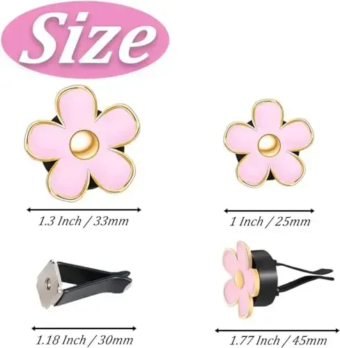 OBTANIM 6 PCS Car Air Vent Clips Colorful Daisy Flower Car Air Freshener Clip Air Conditioning Outlet Clip for Car Interior Decoration Accessories (White, Black, Red, 2 Size) - OBTANIM (1)
