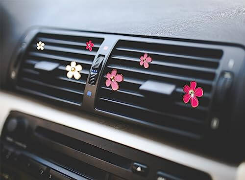 OBTANIM 6 PCS Car Air Vent Clips Colorful Daisy Flower Car Air Freshener Clip Air Conditioning Outlet Clip for Car Interior Decoration Accessories (2 Size, White, Pink, Red) - 13