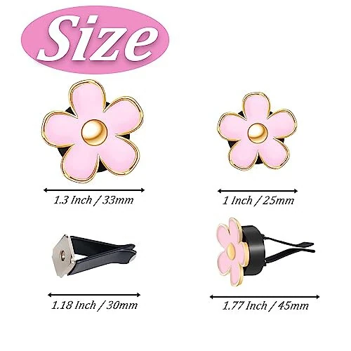 OBTANIM 6 PCS Car Air Vent Clips Colorful Daisy Flower Car Air Freshener Clip Air Conditioning Outlet Clip for Car Interior Decoration Accessories (2 Size, White, Pink, Red) - 9