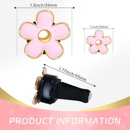 OBTANIM 6 PCS Car Air Vent Clips Colorful Daisy Flower Car Air Freshener Clip Air Conditioning Outlet Clip for Car Interior Decoration Accessories (2 Size, White, Pink, Red) - 2