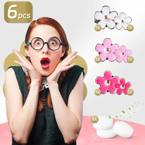 OBTANIM 6 PCS Car Air Vent Clips Colorful Daisy Flower Car Air Freshener Clip Air Conditioning Outlet Clip for Car Interior Decoration Accessories (2 Size, White, Pink, Red) - 3