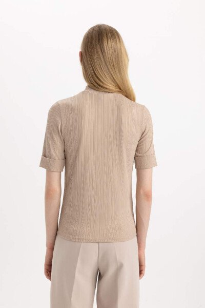 Обычный крой, полуворотник, ребристый кашкорсе, футболка с короткими рукавами, камень - 6