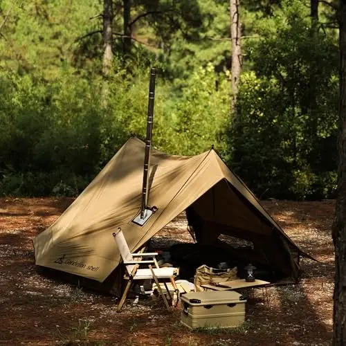 Hot Tent with Stove Jack – 4 Season Waterproof & Windproof Shelter for 1–4 People, Lightweight for Camping, Hiking, Hunting & Fishing - 5