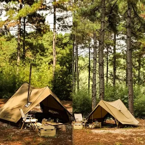 Hot Tent with Stove Jack – 4 Season Waterproof & Windproof Shelter for 1–4 People, Lightweight for Camping, Hiking, Hunting & Fishing - 6