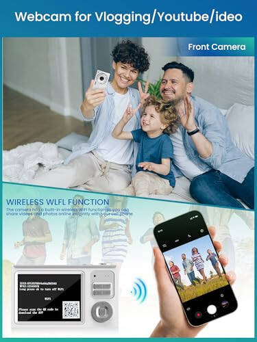 Ocakuiter Raqamli Kamera, 4K Bolalar Kamerasi, 16X kattalashtirish, 32GB karta ega, Avtofokusli Portativ Kichik Kamera Bolalar O'smirlar Boshlang'ich uchun - 1