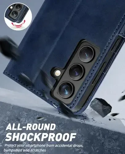 OCASE Compatible with Galaxy S24 5G Wallet Case, PU Leather Flip Folio Case with Card Holders RFID Blocking Kickstand [Shockproof TPU Inner Shell] Phone Cover (2024), Blue - 6