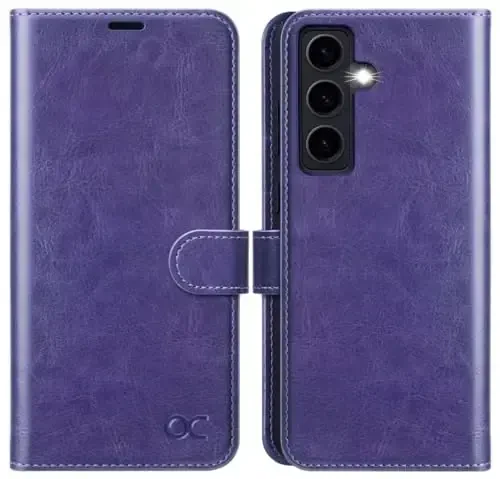 OCASE Compatible with Galaxy S24 5G Wallet Case, PU Leather Flip Folio Case with Card Holders RFID Blocking Kickstand [Shockproof TPU Inner Shell] Phone Cover (2024), Pulple - MODAZONE