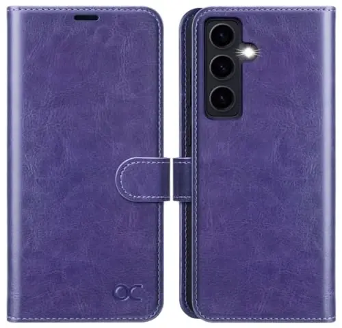 OCASE Compatible with Galaxy S24 5G Wallet Case, PU Leather Flip Folio Case with Card Holders RFID Blocking Kickstand [Shockproof TPU Inner Shell] Phone Cover (2024), Pulple - 1