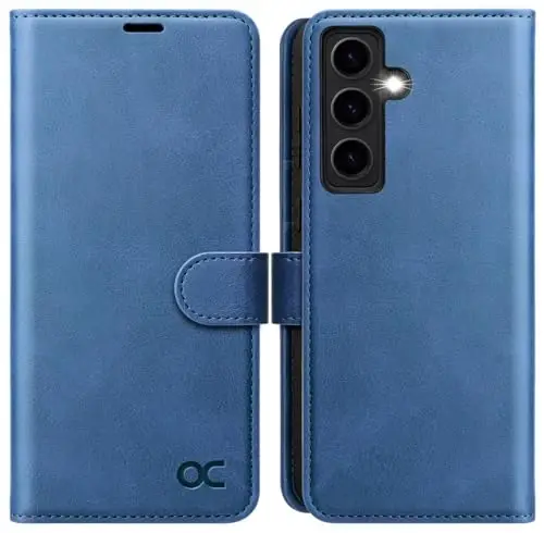 OCASE Galaxy S24 5G Wallet Case bilan mos keladi, PU Charm Flip Folio Case kartochka ushlagichlari RFID blokirovka Kickstand [zarbga chidamli TPU ichki qobig'i] telefon qopqog'i (2024), och ko'k - 1