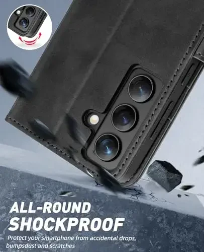 OCASE Совместимый с Galaxy S24 5G Чехол-бумажник, PU кожаный флип-чехол с держателями карт RFID Blocking Kickstand [Ударопрочная внутренняя оболочка TPU] Чехол для телефона (2024), Графит - 6