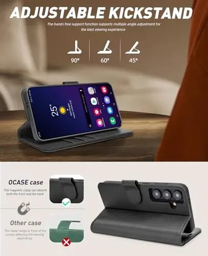OCASE Совместимый с Galaxy S24 5G Чехол-бумажник, PU кожаный флип-чехол с держателями карт RFID Blocking Kickstand [Ударопрочная внутренняя оболочка TPU] Чехол для телефона (2024), Графит - 4