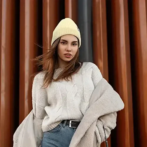 Ocatoma Beanie erkaklar ayollar uchun iliq qishki trikotaj manjetli beanie yumshoq iliq chang'i shapkalari Unisex - 2