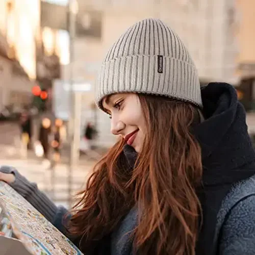 Ocatoma Beanie erkaklar ayollar uchun iliq qishki trikotaj manjetli beanie yumshoq iliq chang'i shapkalari Unisex - 3