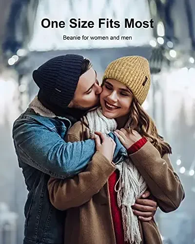 Ocatoma Beanie erkaklar ayollar uchun issiq qishki trikotaj manjetli Beanie yumshoq issiq chang'i shlyapalari Unisex - 5