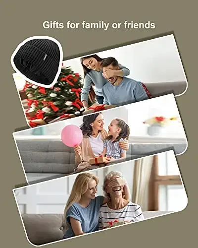 Ocatoma Beanie erkaklar ayollar uchun issiq qishki trikotaj manjetli beanie yumshoq issiq chang'i shlyapalari Unisex - 9