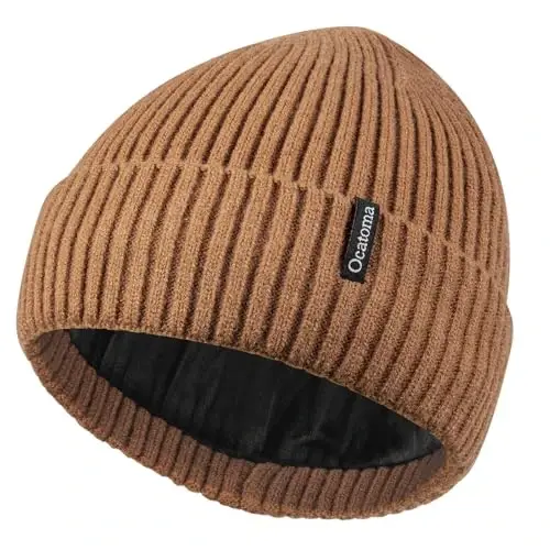 Ocatoma Beanie erkaklar ayollar uchun issiq qishki trikotaj manjetli Beanie yumshoq issiq chang'i shlyapalari Unisex - OCATOMA
