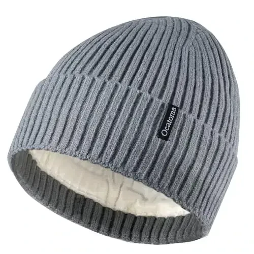Ocatoma Beanie erkaklar ayollar uchun issiq qishki trikotaj manjetli beanie yumshoq issiq chang'i shlyapalari Unisex 