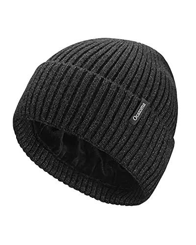 Ocatoma Beanie for Men Women Warm Winter Knit Cuffed Beanie Soft Warm Ski Hats Unisex 
