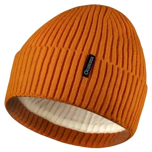 Ocatoma Beanie for Men Women Warm Winter Knit Cuffed Beanie Soft Warm Ski Hats Unisex - 1