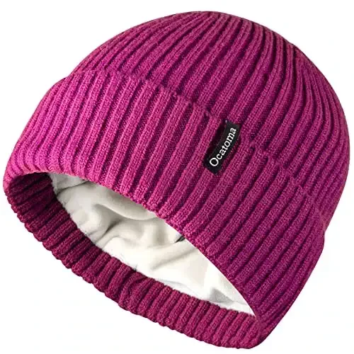 Ocatoma Beanie for Men Women Warm Winter Knit Cuffed Beanie Soft Warm Ski Hats Unisex - 1