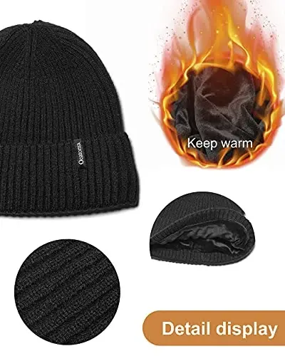 Ocatoma Beanie for Men Women Warm Winter Knit Cuffed Beanie Soft Warm Ski Hats Unisex - 3