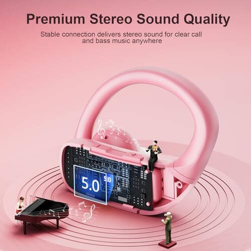 Occiam Wireless Earbuds Bluetooth Headphones 48H Play Back Earphones in Ear Waterproof with Microphone LED Display for Sports Running Workout Pink - 5