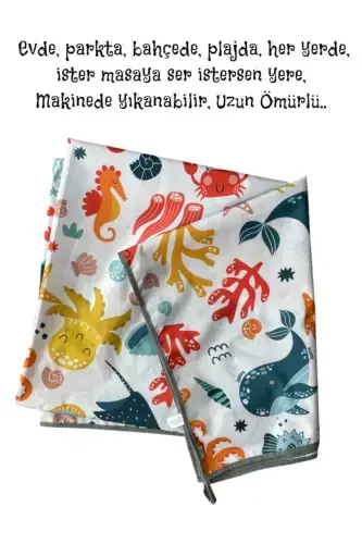 Ocean 145x100cm Liquid-proof Multi-Purpose Cover, Use it on the Floor or Table, Machine Washable - YORNI (1)