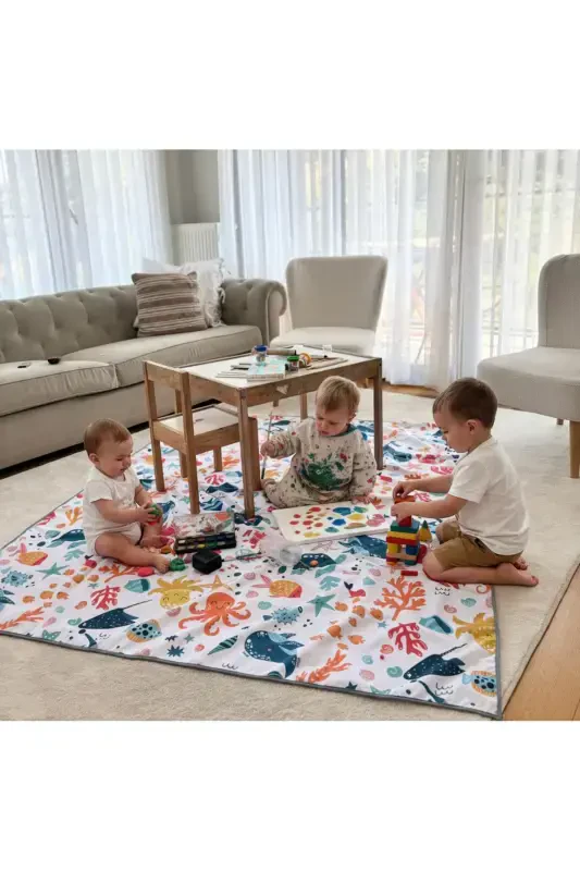 Ocean 145x100cm Liquid-proof Multi-Purpose Cover, Use it on the Floor or Table, Machine Washable - 6