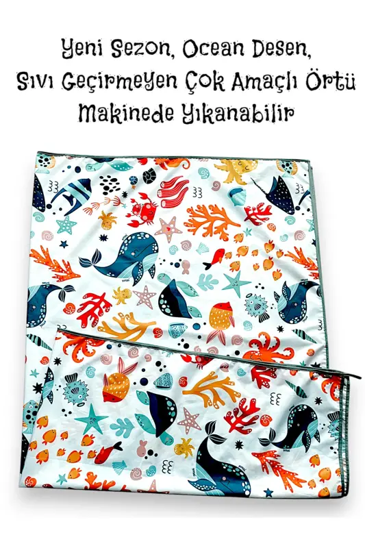 Ocean 145x100cm Sıvı Geçirmez Çok Amaçlı Örtü, ister Yerde ister Masada Kullan, Makinede Yıkanabilir - 1