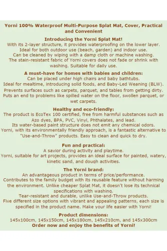 Ocean 145x100sm Suv O'tkazmaydigan Ko'p Maqsadli Dasturxon, Yerda yoki Stolda Ishlating, Mashinada Yuviladi - 4