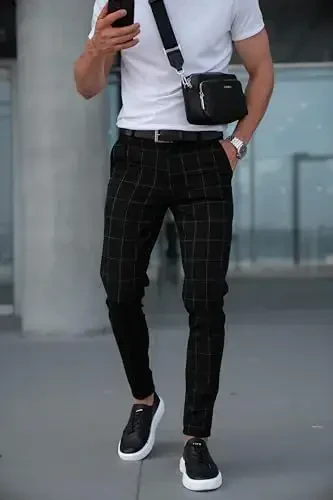 OCEAN AMELI Stylish Plaid Pants for Men - Stretch Cotton Chinos Pants - Casual Golf Checkered Slim Fit Dress Pants for Men - 2