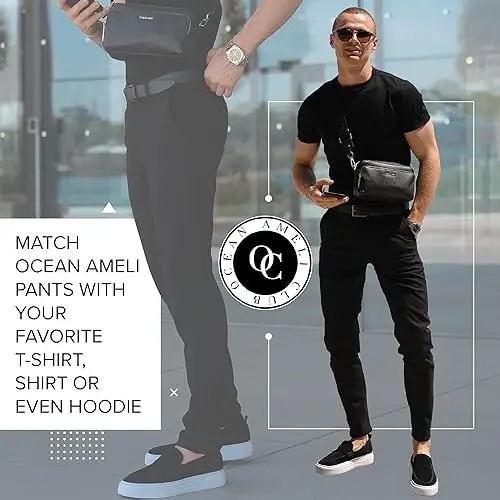 OCEAN AMELI Stylish Plaid Pants for Men - Stretch Cotton Chinos Pants - Casual Golf Checkered Slim Fit Dress Pants for Men - 5