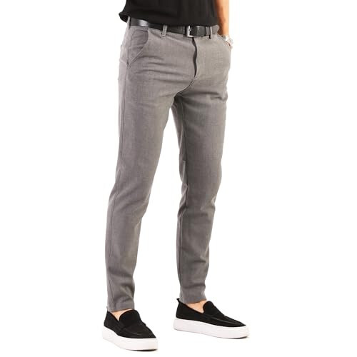 OCEAN AMELI Erkek Slim Fit Pantolon - Streç Pamuklu Çino Pantolon - Günlük Golf İş Skinny Elbise Pantolonu - 5